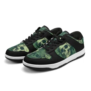 Green Skulls Dunk Low Top Leather Sneakers