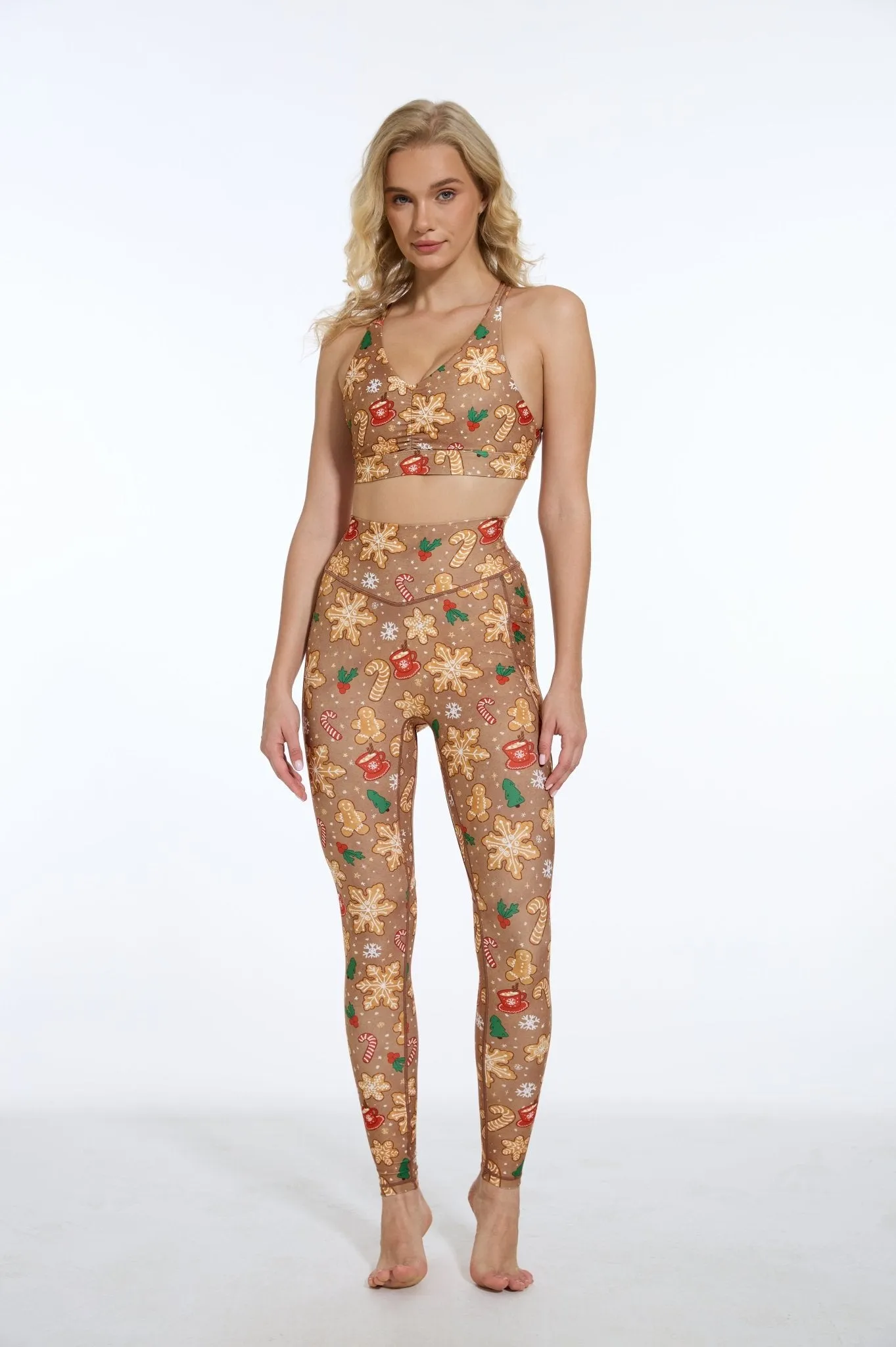 Happy Gingerbread Man V Shape Sports Bra