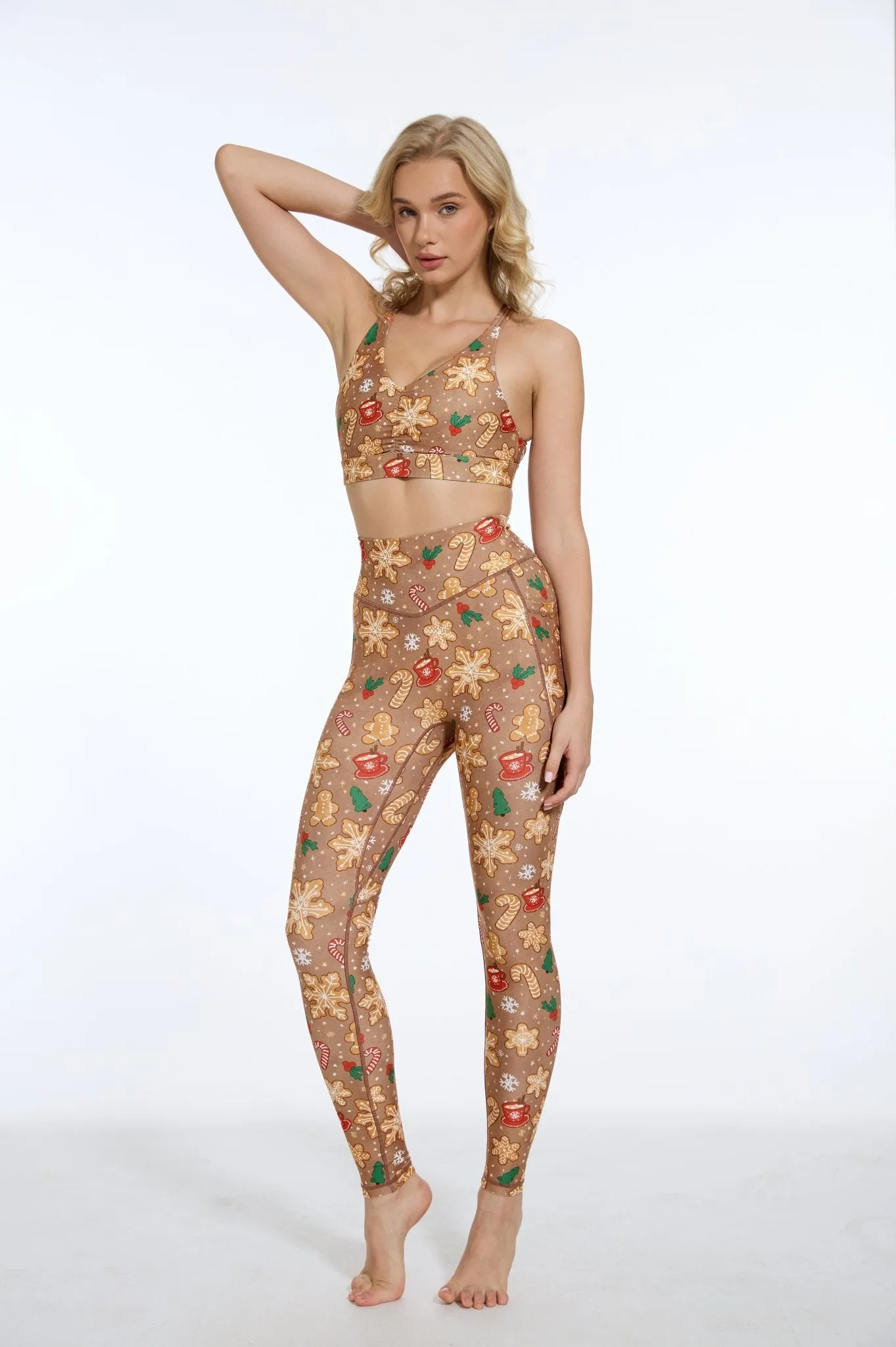 Happy Gingerbread Man V Shape Sports Bra