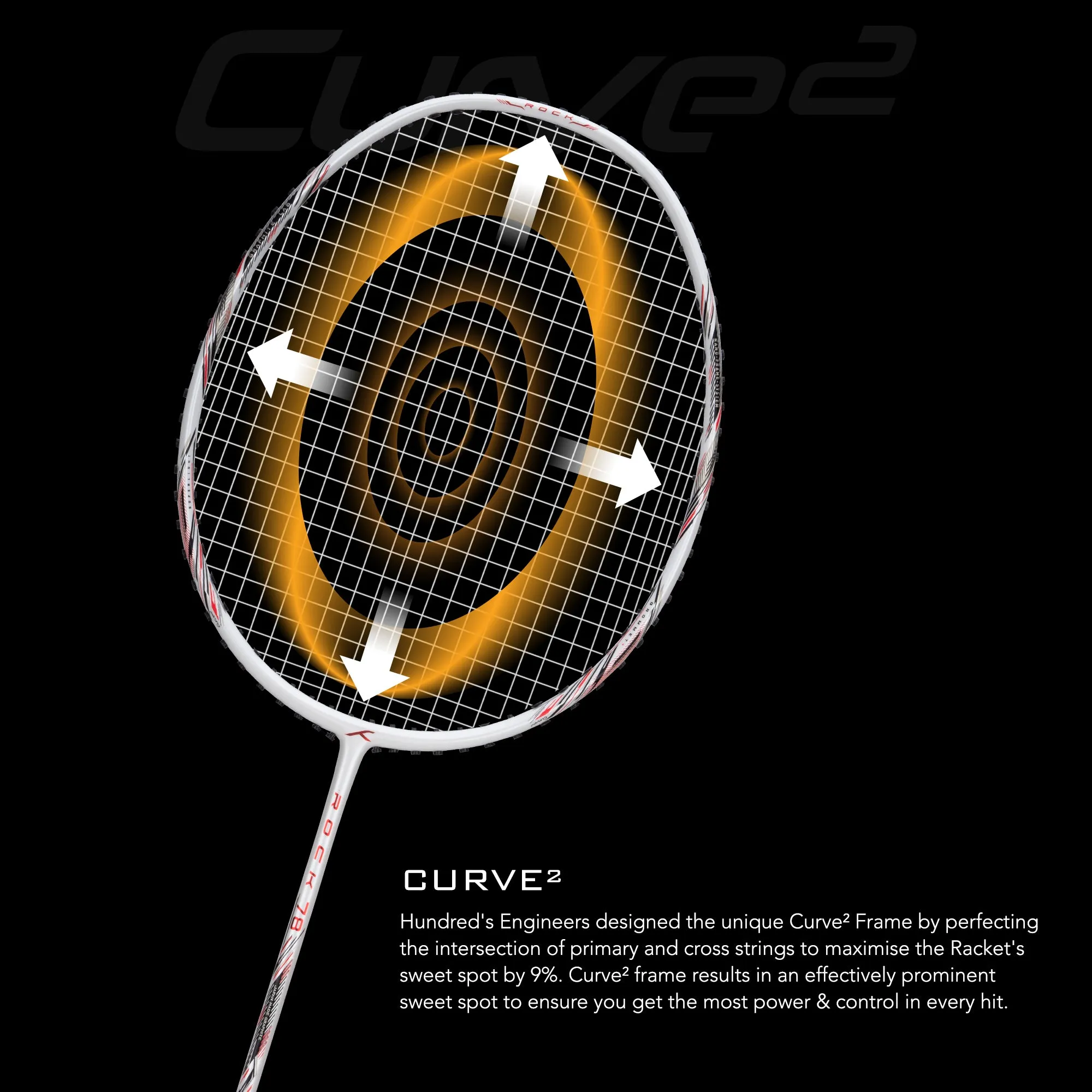 Hundred ROCK 78 Strung Badminton Racquet (White)