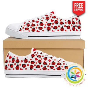 Ladybugs Love  Ladies Low Top Canvas Shoes