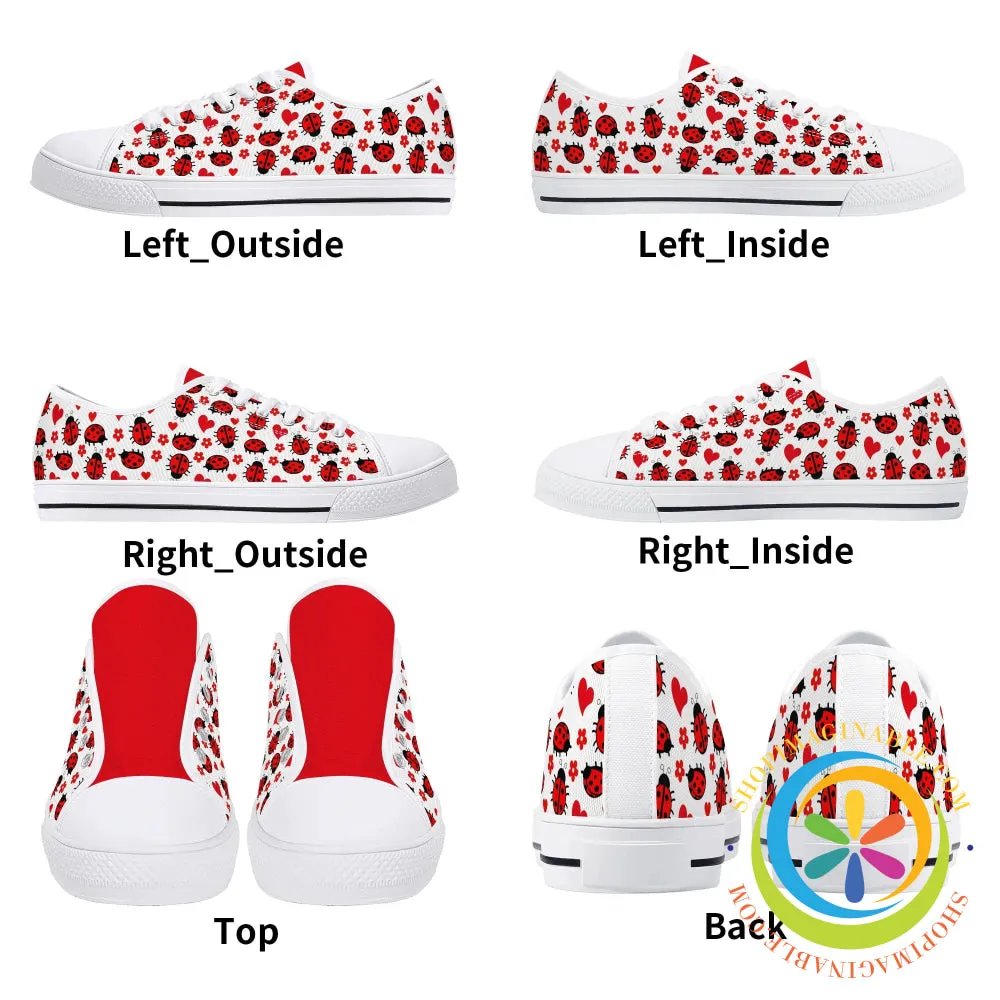 Ladybugs Love  Ladies Low Top Canvas Shoes