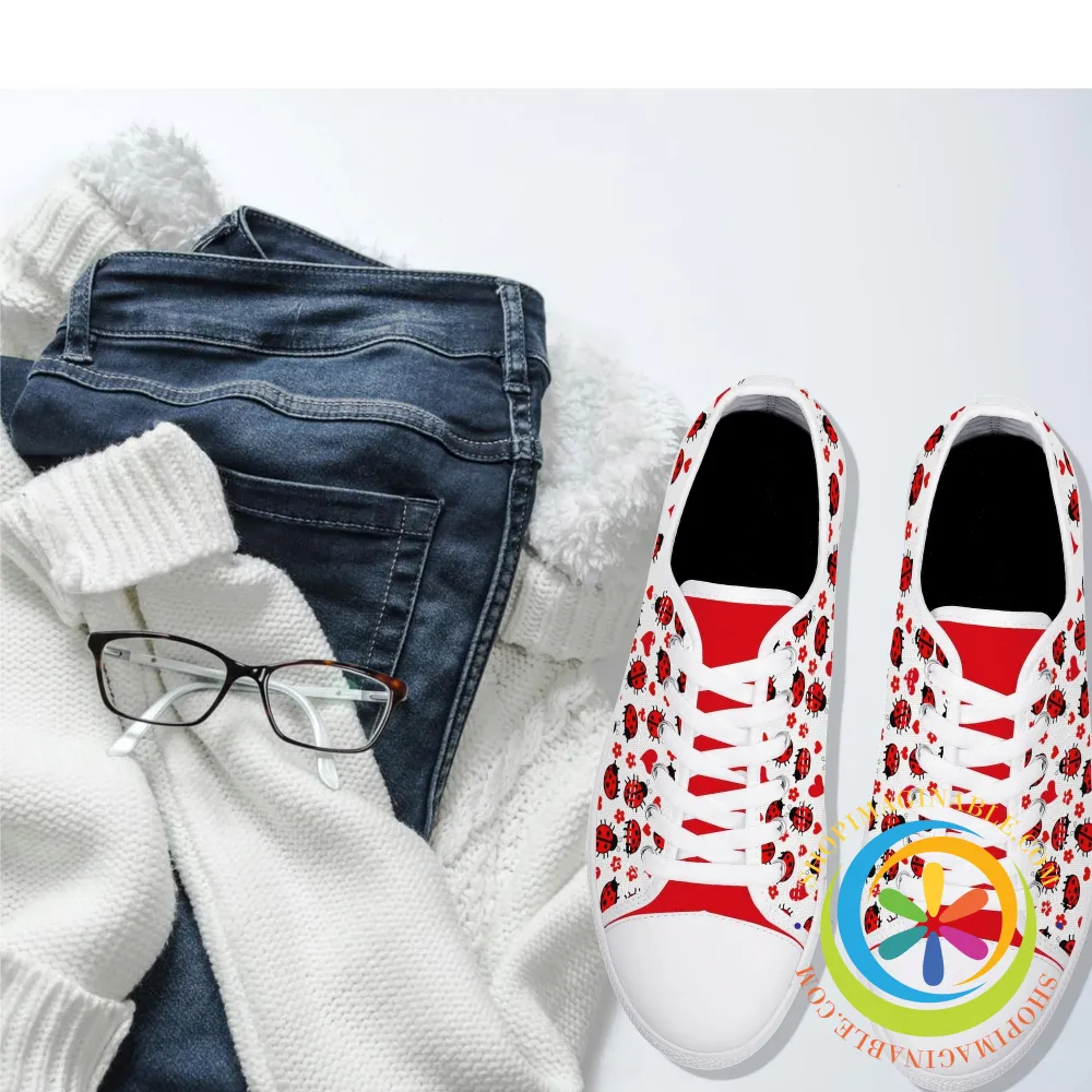 Ladybugs Love  Ladies Low Top Canvas Shoes