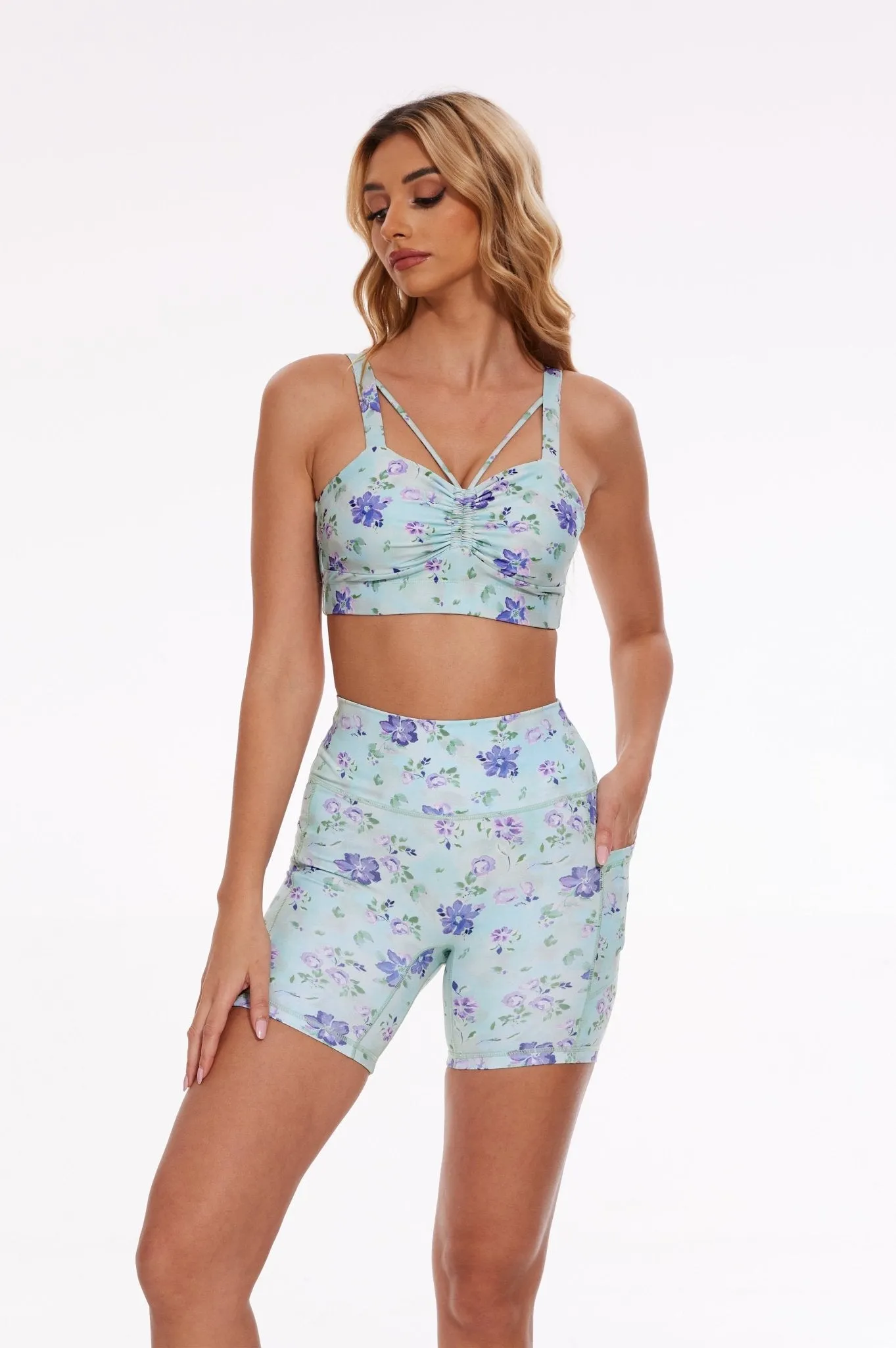 Lavender Petal Strappy Sports Bra