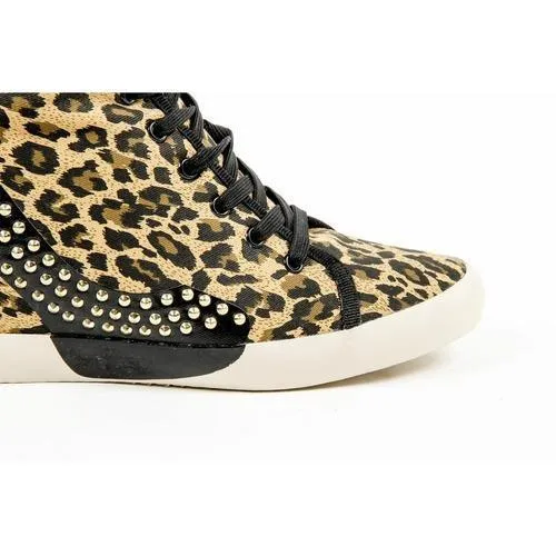 Leopardato 38 EUR - 8 US Olo Womens High Sneaker 28C12 28 ADRIANA CANVAS GOLD PRINTING STUDS