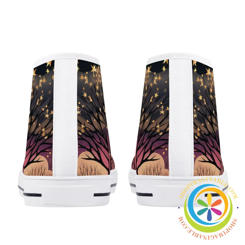 Magical Forest Ladies High Top Canvas Shoes