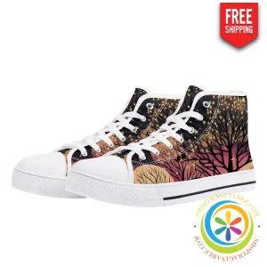 Magical Forest Ladies High Top Canvas Shoes
