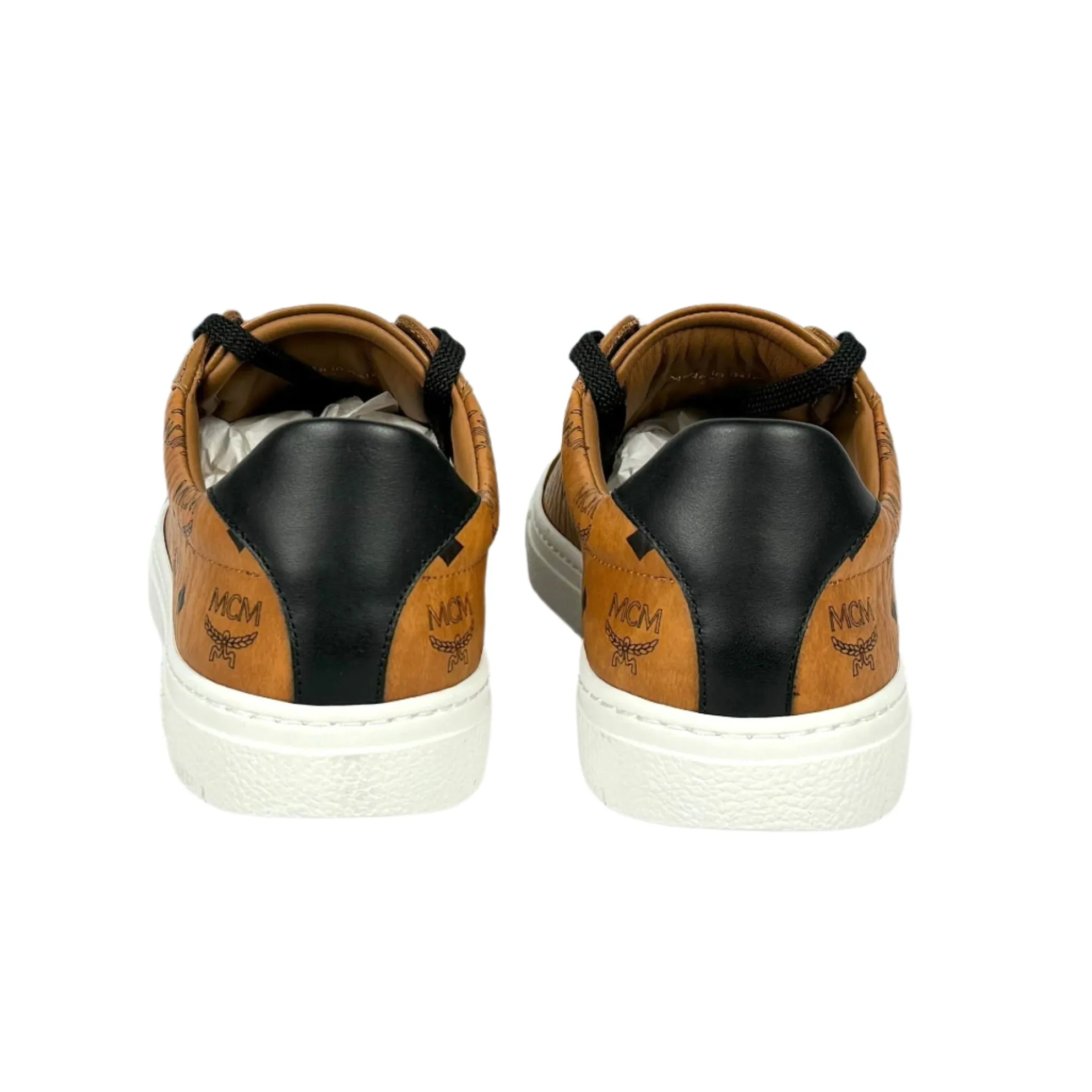 MCM Womens Terrain Derby Visetos Cognac Low Top Sneakers