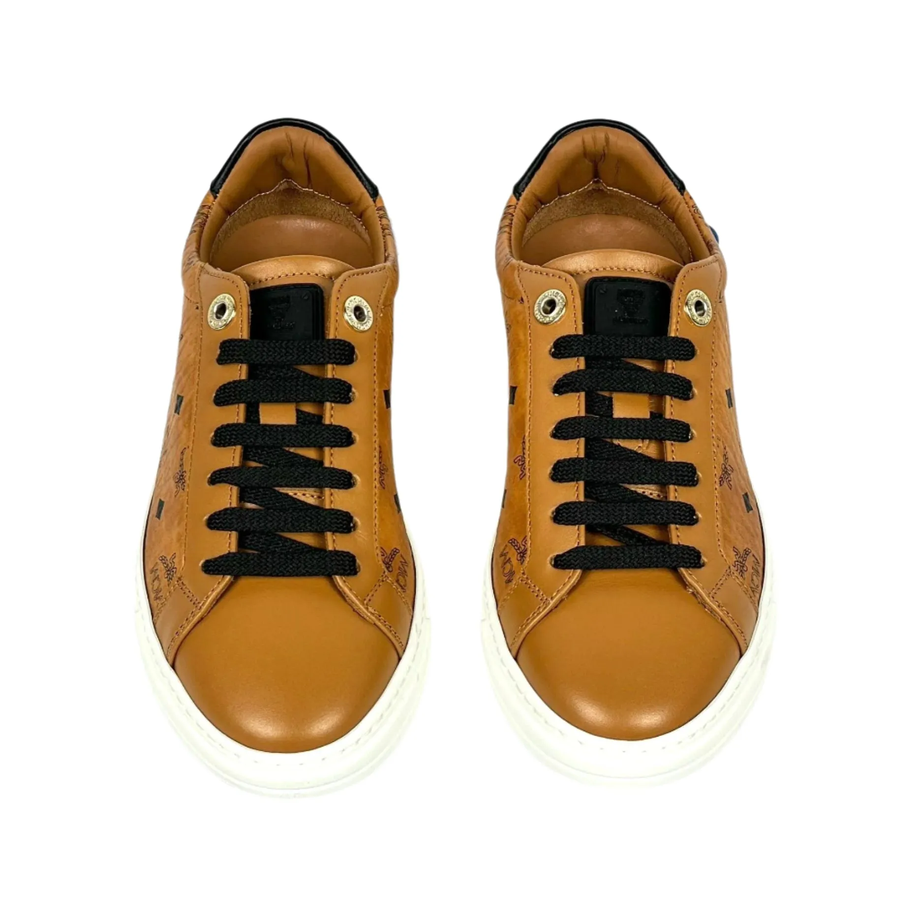 MCM Womens Terrain Derby Visetos Cognac Low Top Sneakers