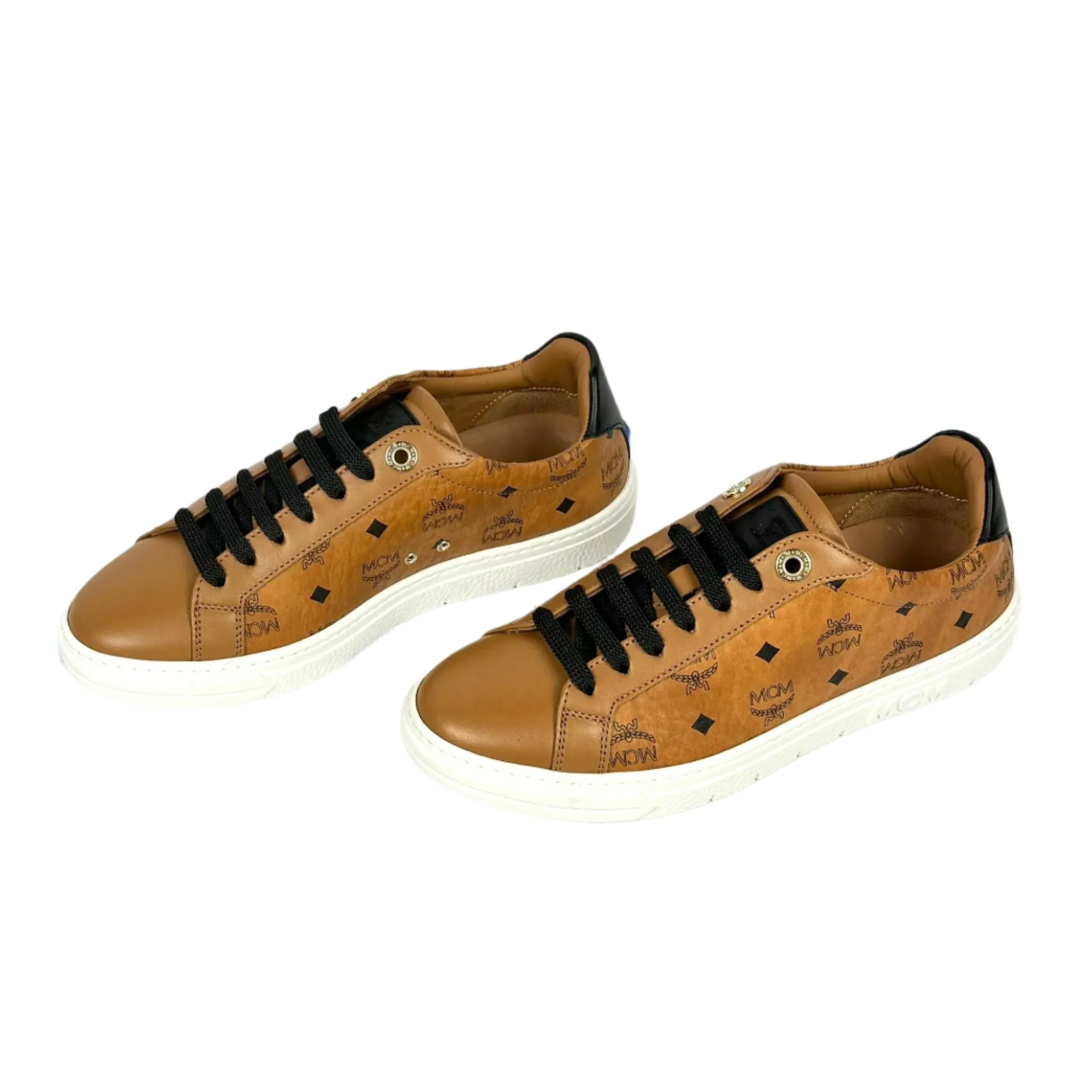 MCM Womens Terrain Derby Visetos Cognac Low Top Sneakers