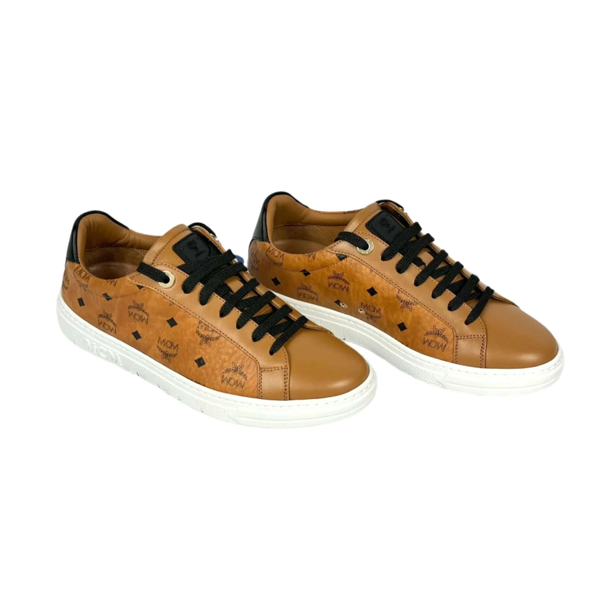 MCM Womens Terrain Derby Visetos Cognac Low Top Sneakers