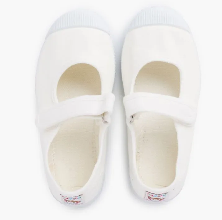 Merceditas Rubber Toe Adhesive Closure - White