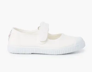 Merceditas Rubber Toe Adhesive Closure - White