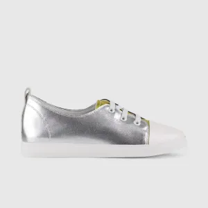 Morbido Ladies Leather Statement Sneakers Silver 1719-6