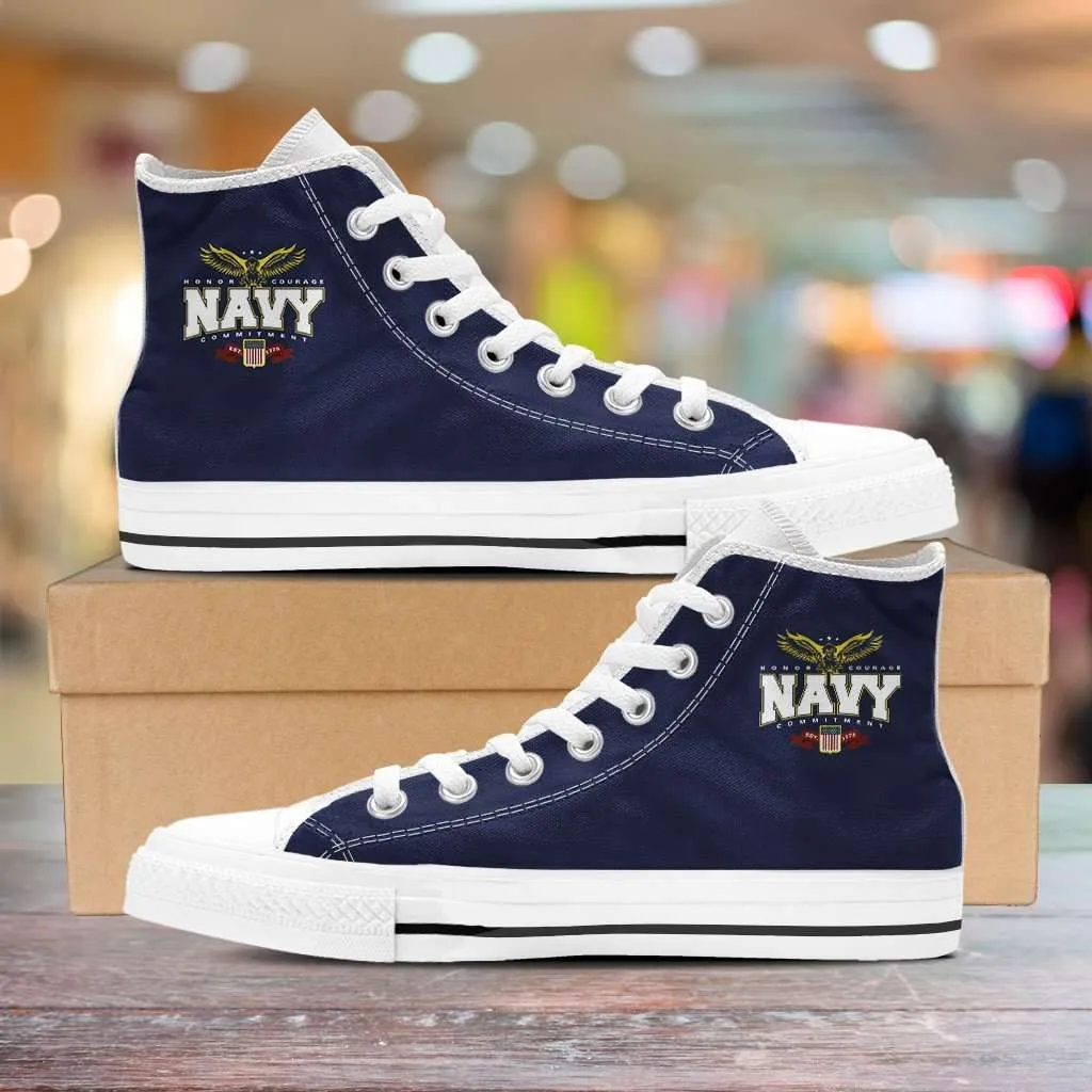 Navy Wings Canvas High Top Shoes