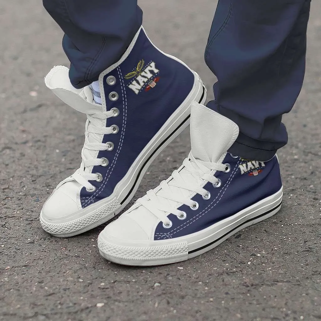 Navy Wings Canvas High Top Shoes