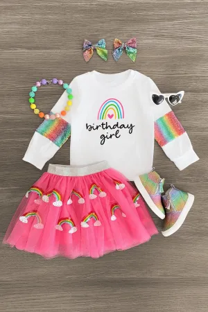 "Birthday Girl" Rainbow Tutu Skirt Set "Birthday Girl" Rainbow Tutu Skirt Set