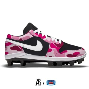 "Pink Army Camo" Jordan 1 Retro Cleats by Stadium Custom Kicks