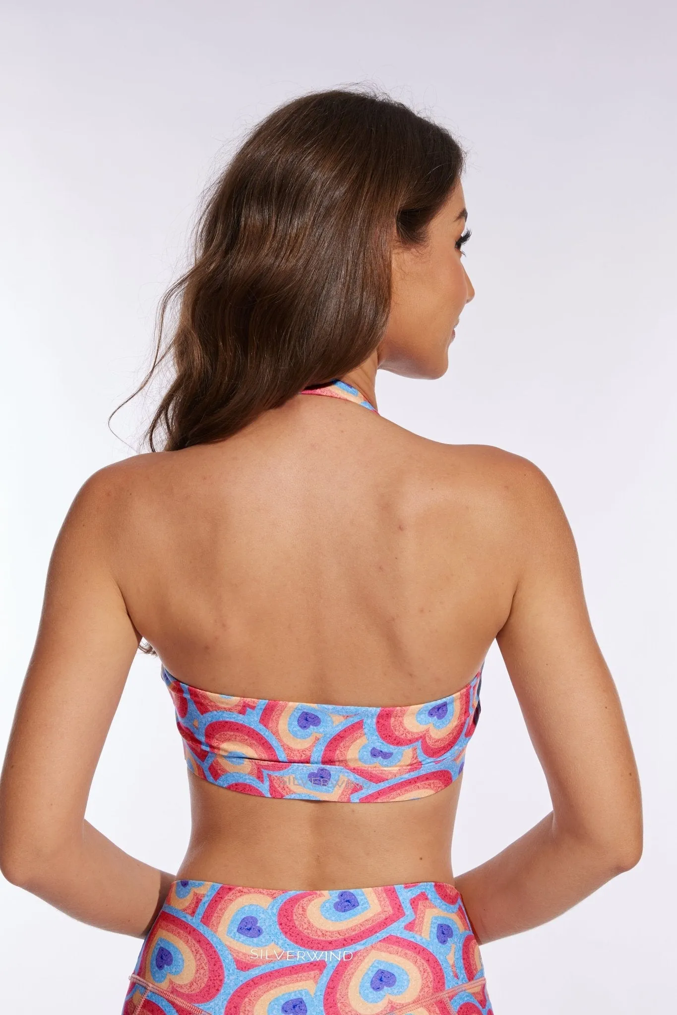 Rainbow Love Neck Halter Sports Bra