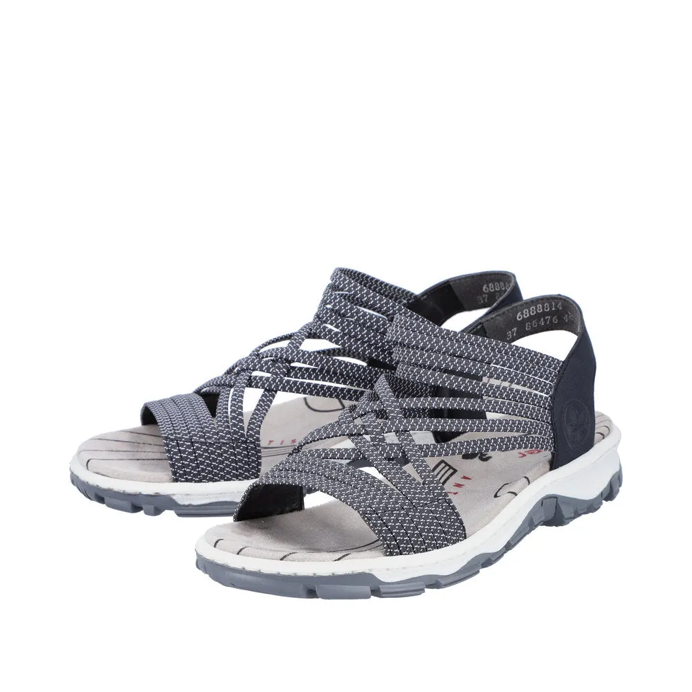 Rieker 68888-14 Ladies Stretch Elastic Sandal Pacific Blue