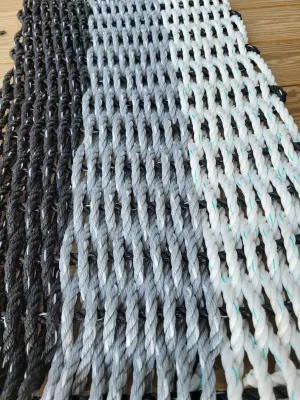 Rope Mat made with Lobster Rope, Black Gray White