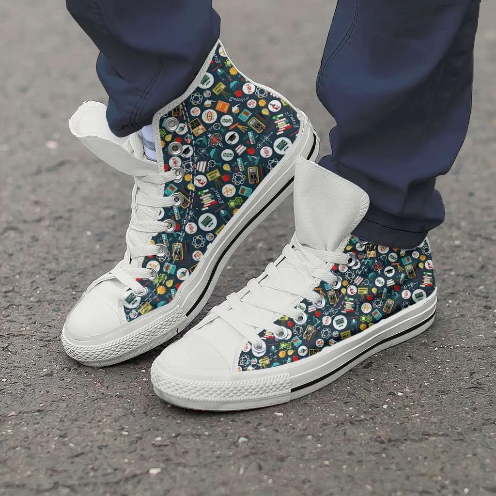 School Images all over print Teacher Canvas High Top Shoes