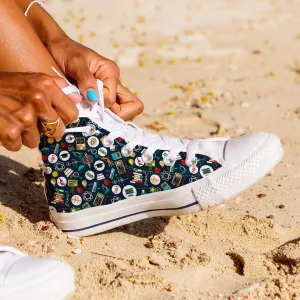 School Images all over print Teacher Canvas High Top Shoes