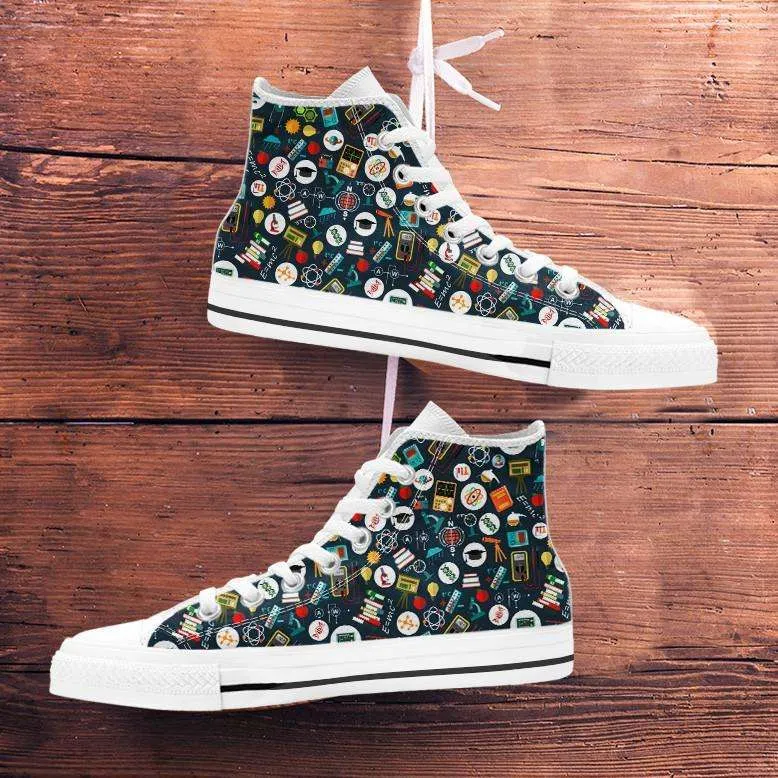 School Images all over print Teacher Canvas High Top Shoes