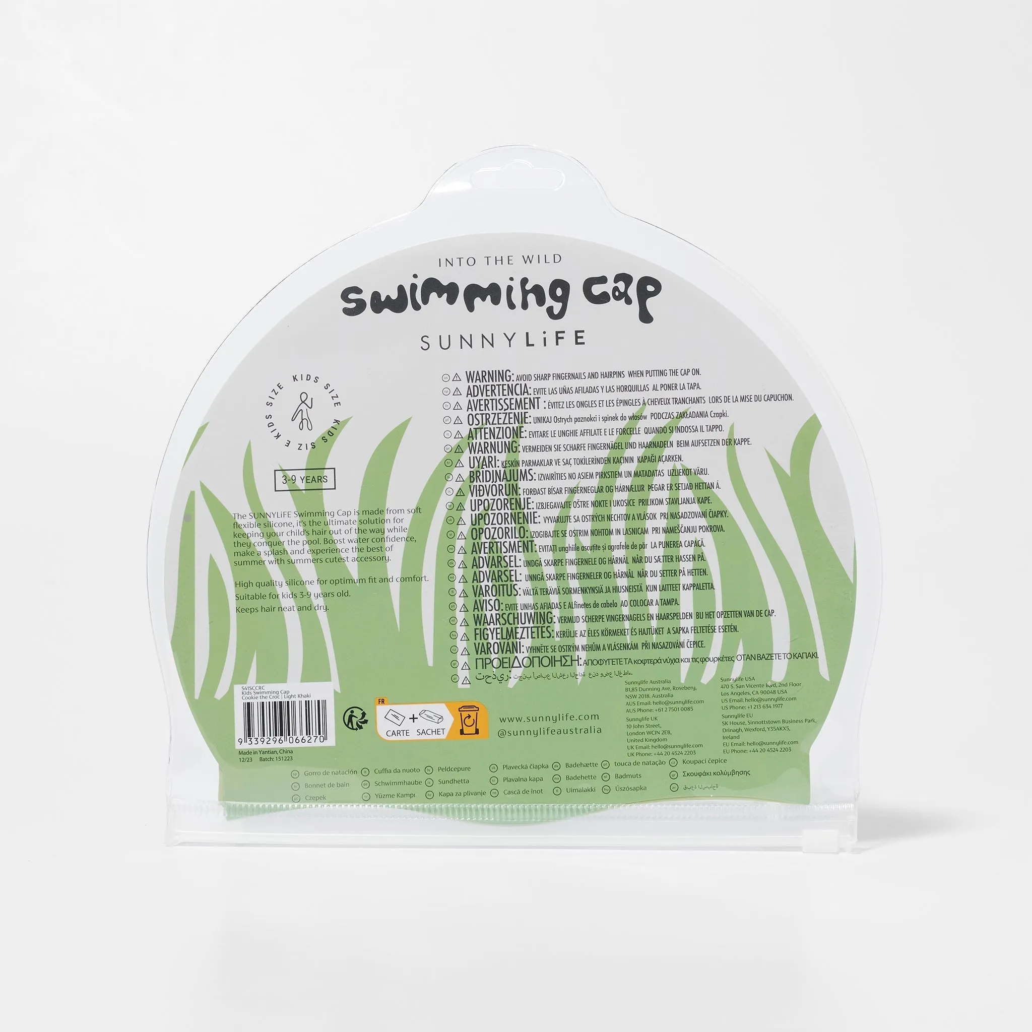 SUNNYLiFE Kids Swimming Cap Cookie The Croc Light Khaki