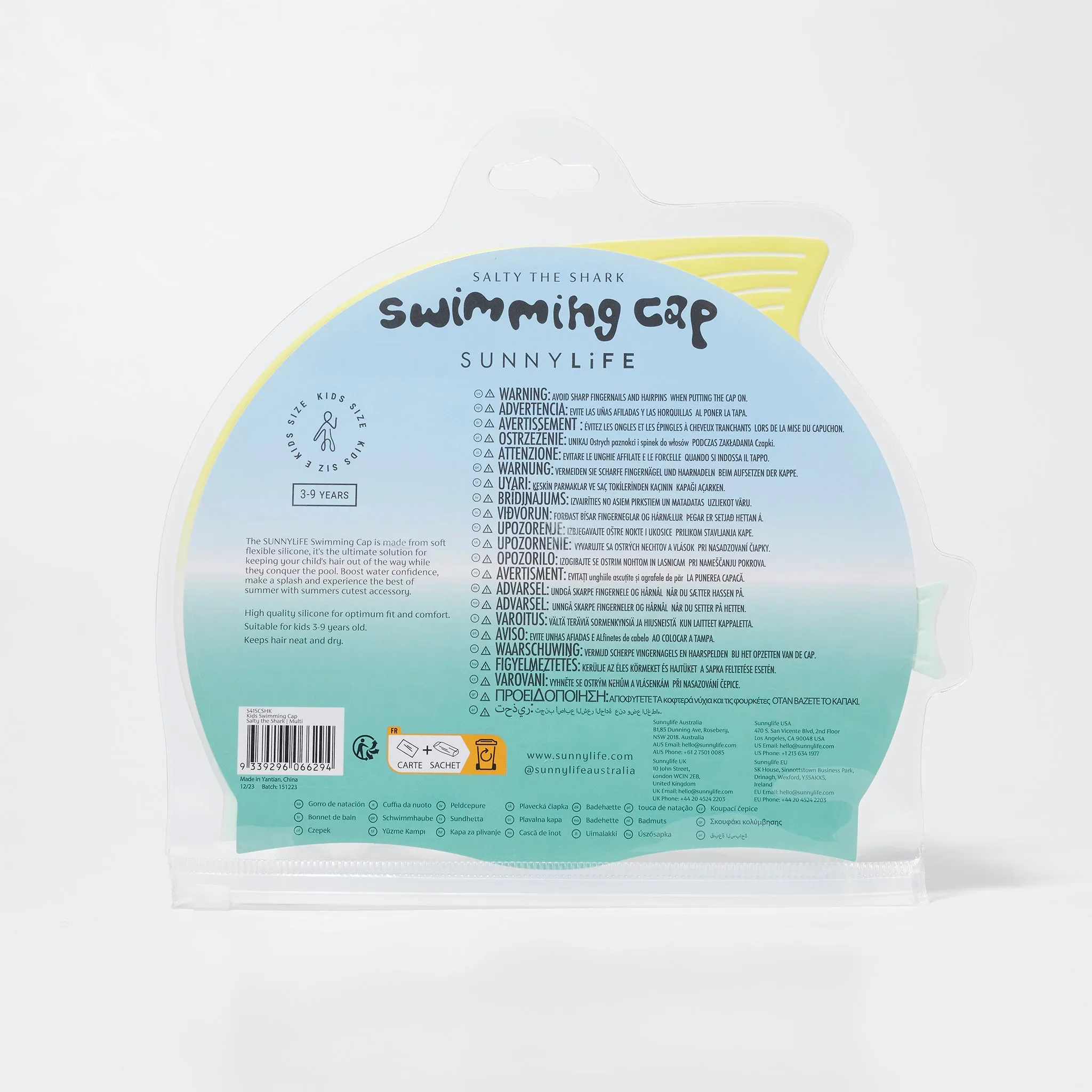 SUNNYLiFE Kids Swimming Cap Salty The Shark Multi