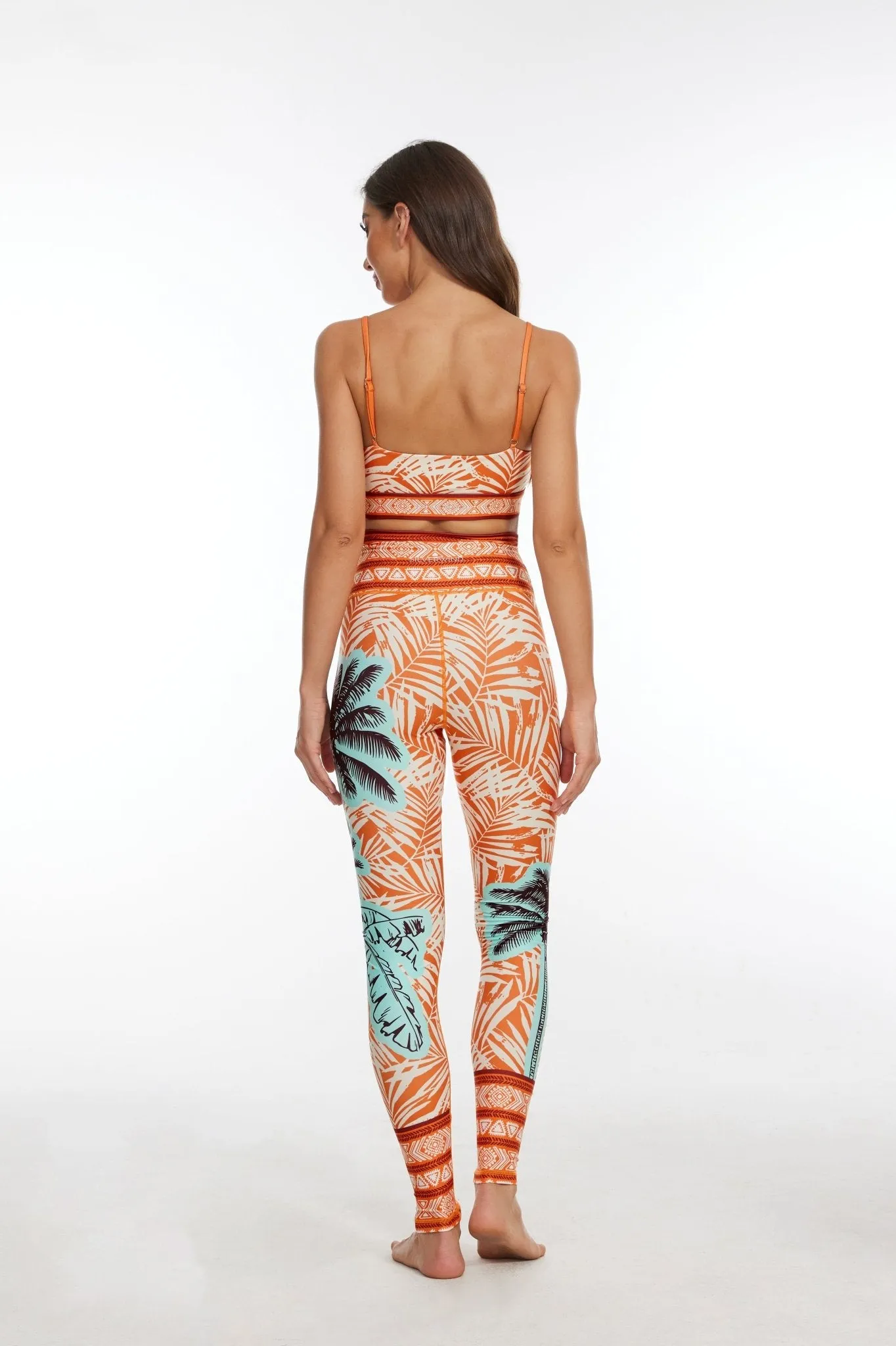 Sunset Palms Strappy Sports Bra - Orange