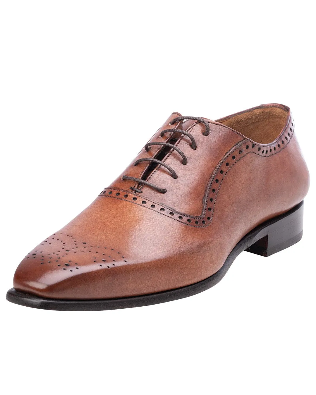 Tan Made in Italy Brogued Oxford Shoes