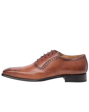 Tan Made in Italy Brogued Oxford Shoes