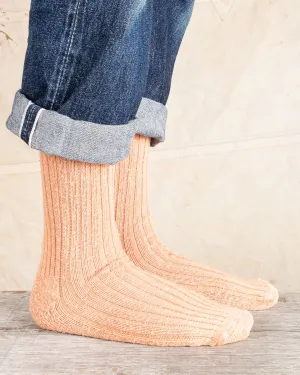 Tender Wool Rib Socks Red Ochre Dyed