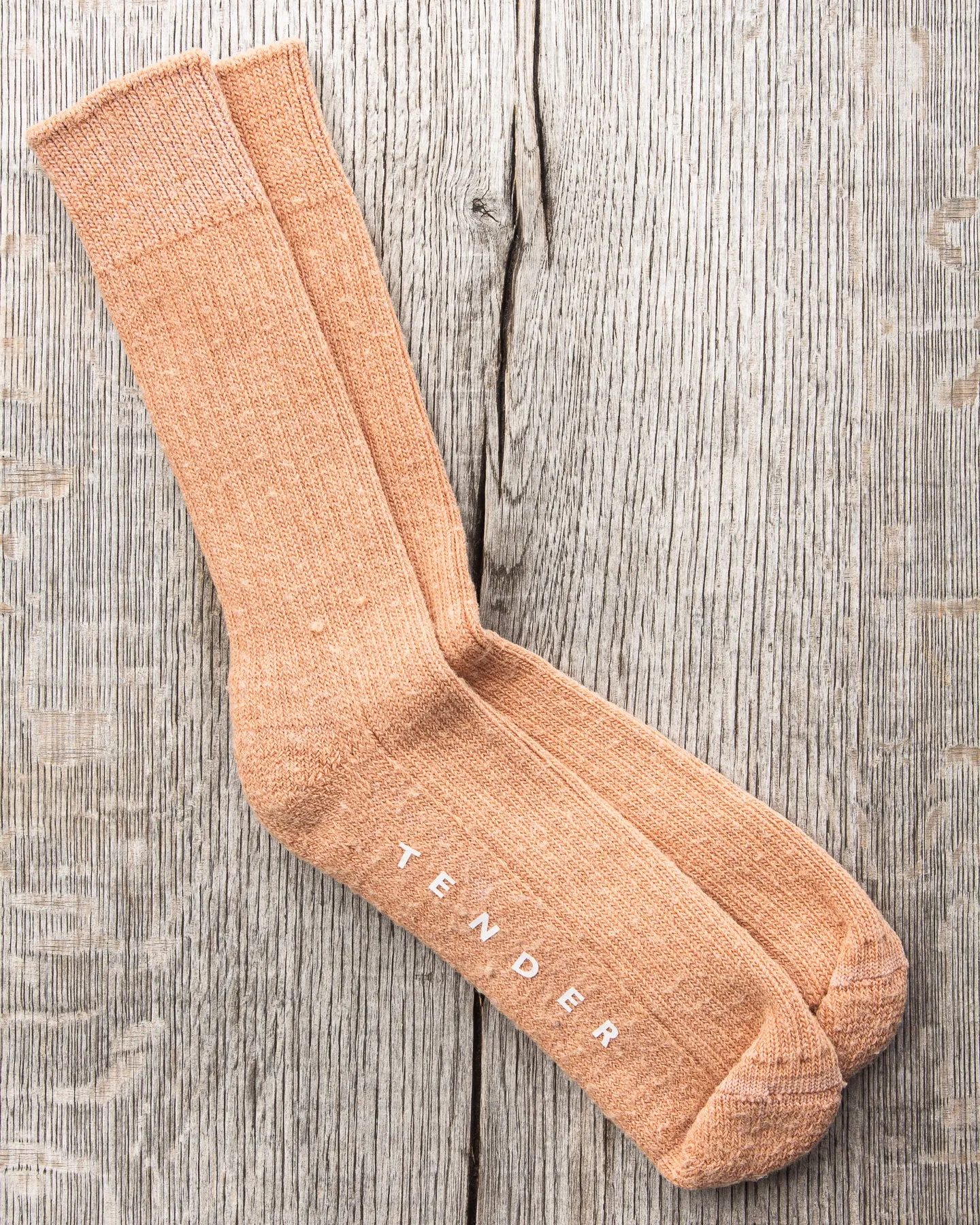 Tender Wool Rib Socks Red Ochre Dyed