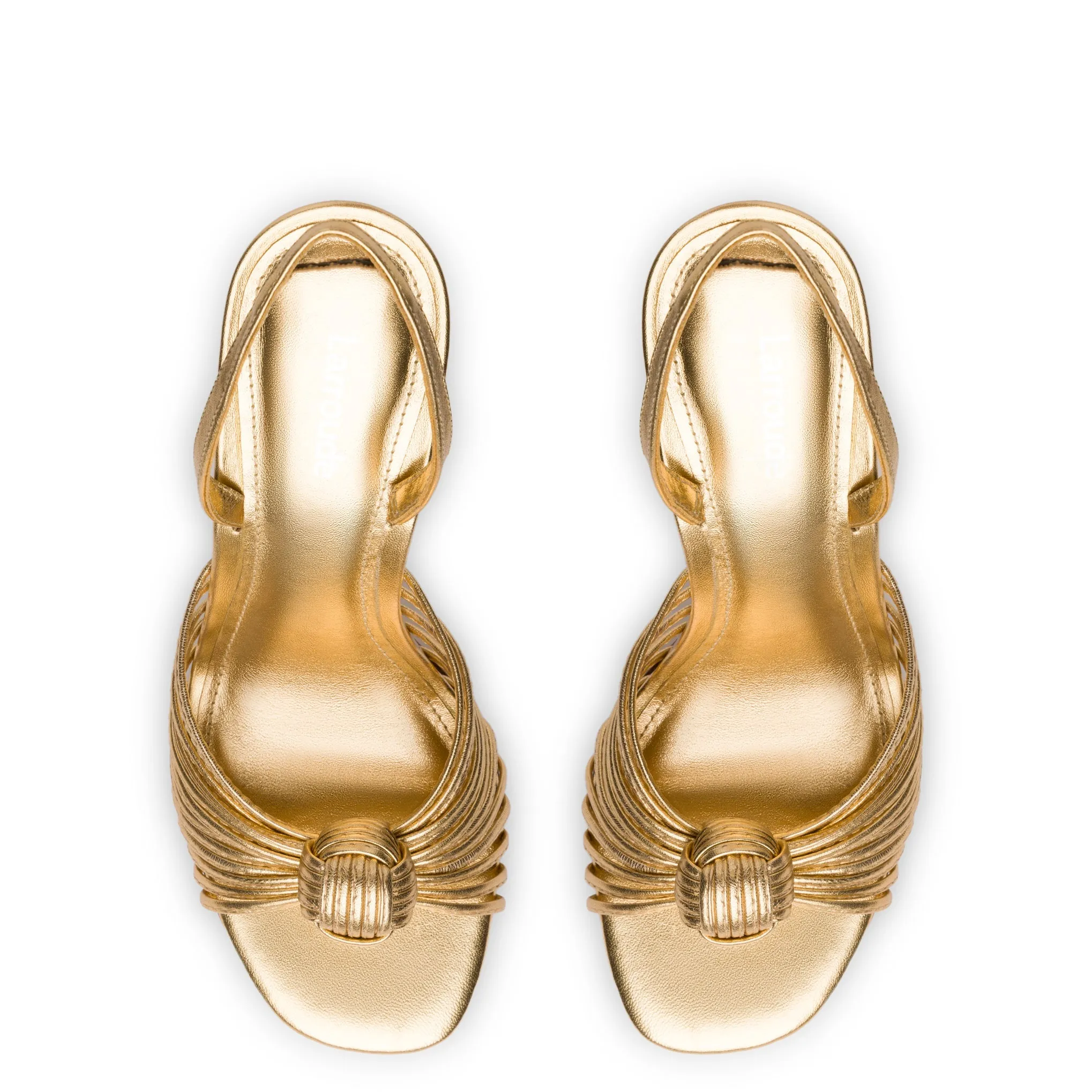 Valerie Slingback Sandal In Gold Metallic Leather by Larroudé