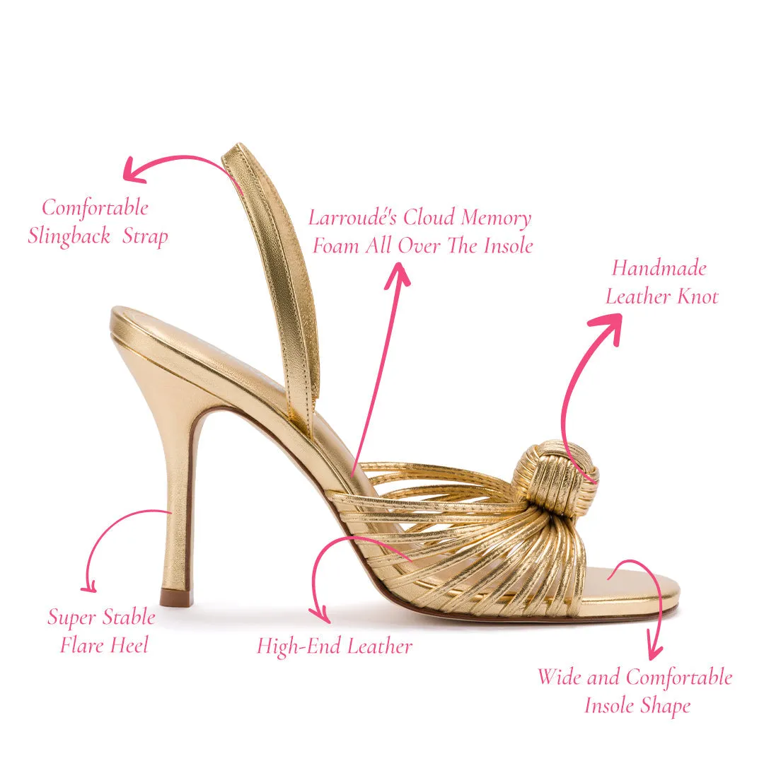 Valerie Slingback Sandal In Gold Metallic Leather by Larroudé