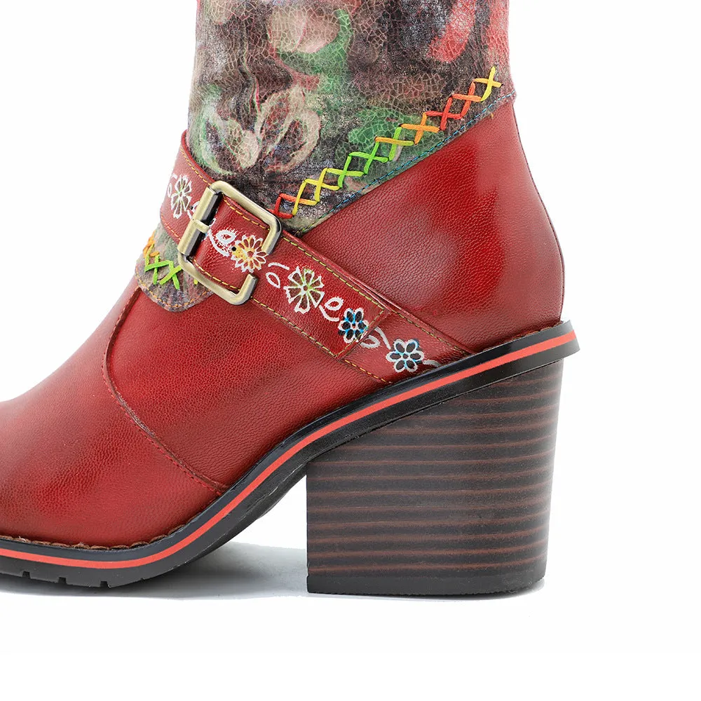 Vintage Printed Hand-made Floral Boots