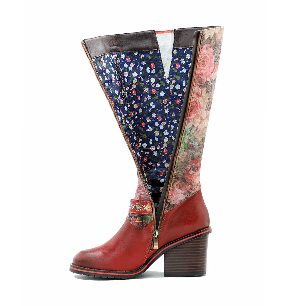 Vintage Printed Hand-made Floral Boots