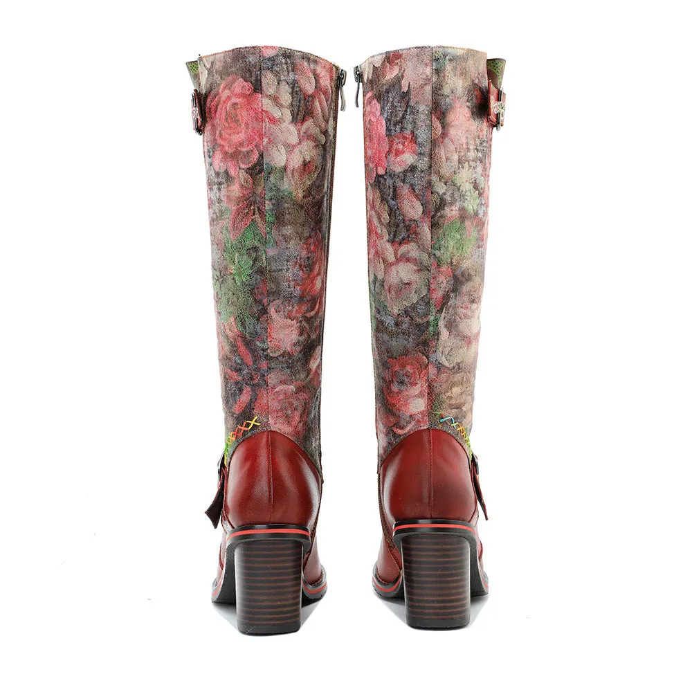 Vintage Printed Hand-made Floral Boots